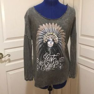 Lost Souls Shredded Back Long Sleeve Shirt Sz S/M